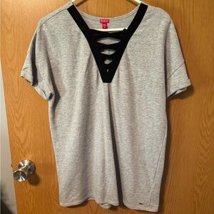 Guess Gray Cut Out Short Sleeve T-Shirt